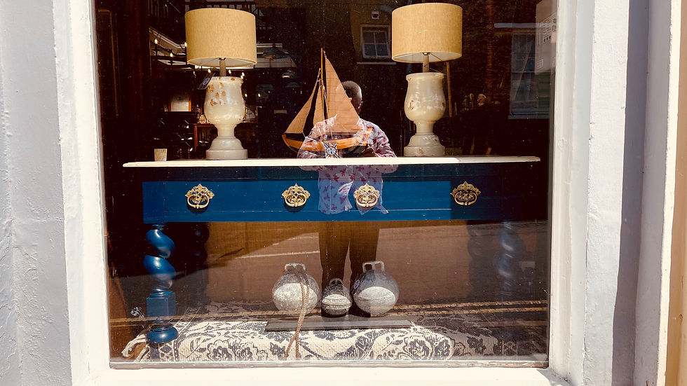 Thumbnail: Antique 19thC painted hall table/serving table faux marble top - 