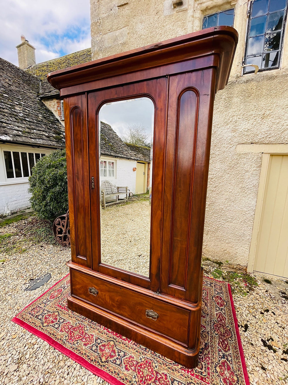 Thumbnail: Antique Victorian Mahogany Single Armoire Wardrobe - #