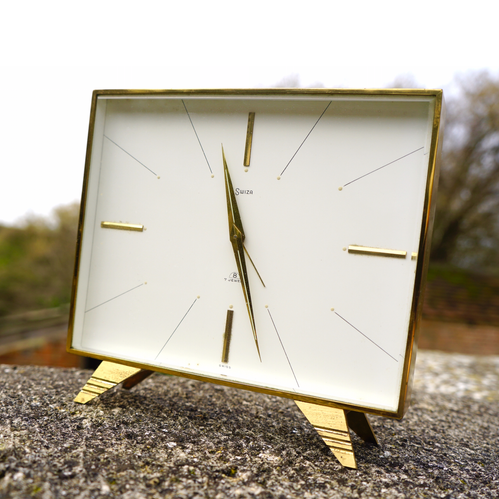 Mid 20th Century Swiza 8 Alarm clock in gold - # | gb-revivals