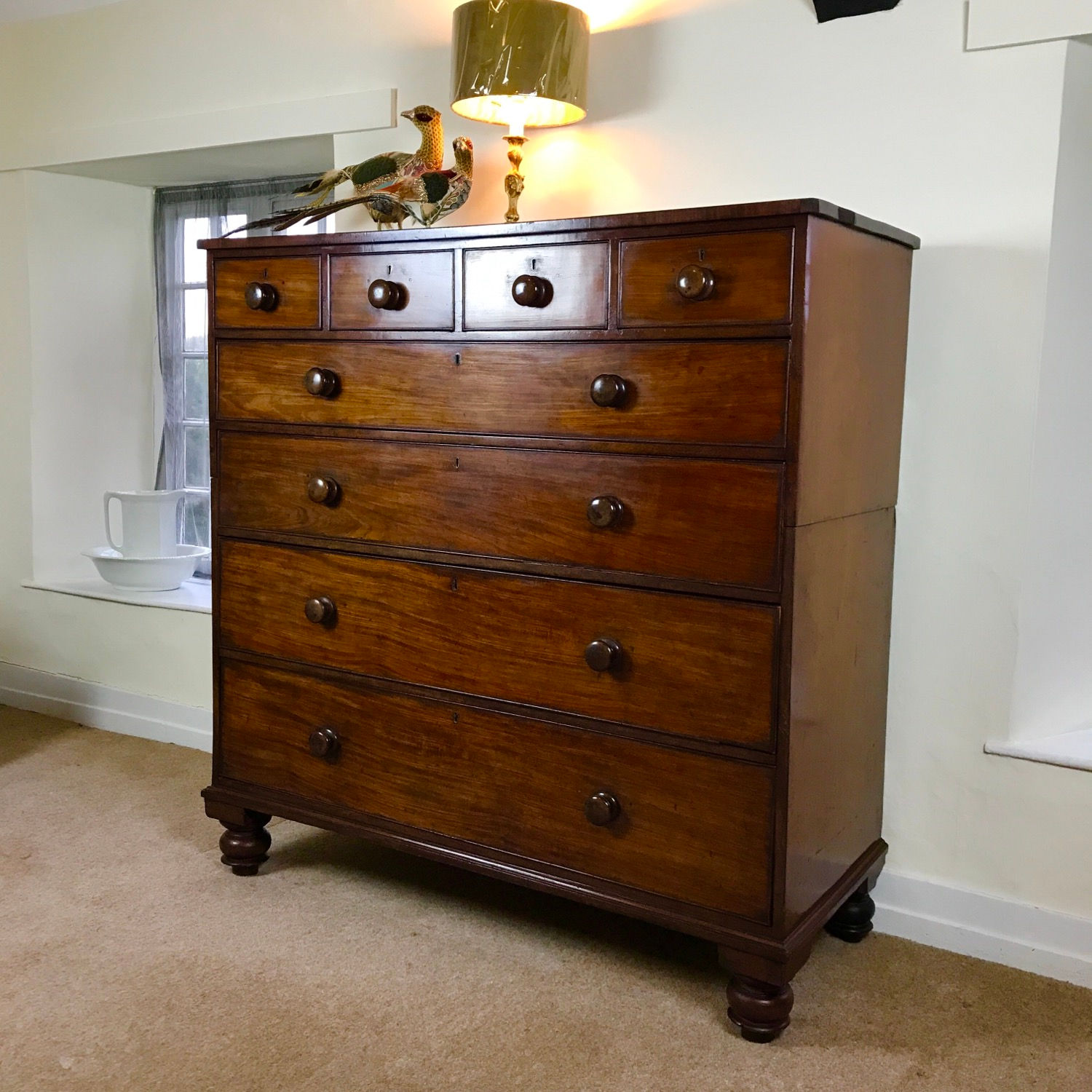 Extra large format Victorian 2 part mahogany drawers - #7055