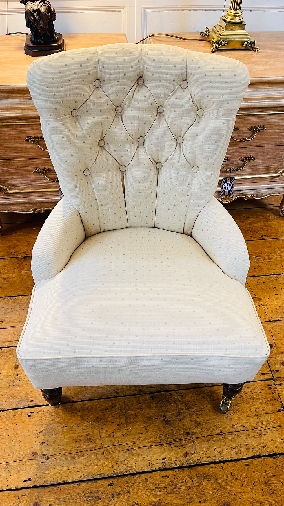 Thumbnail: Vintage 19thC style button back easy chair - #9061