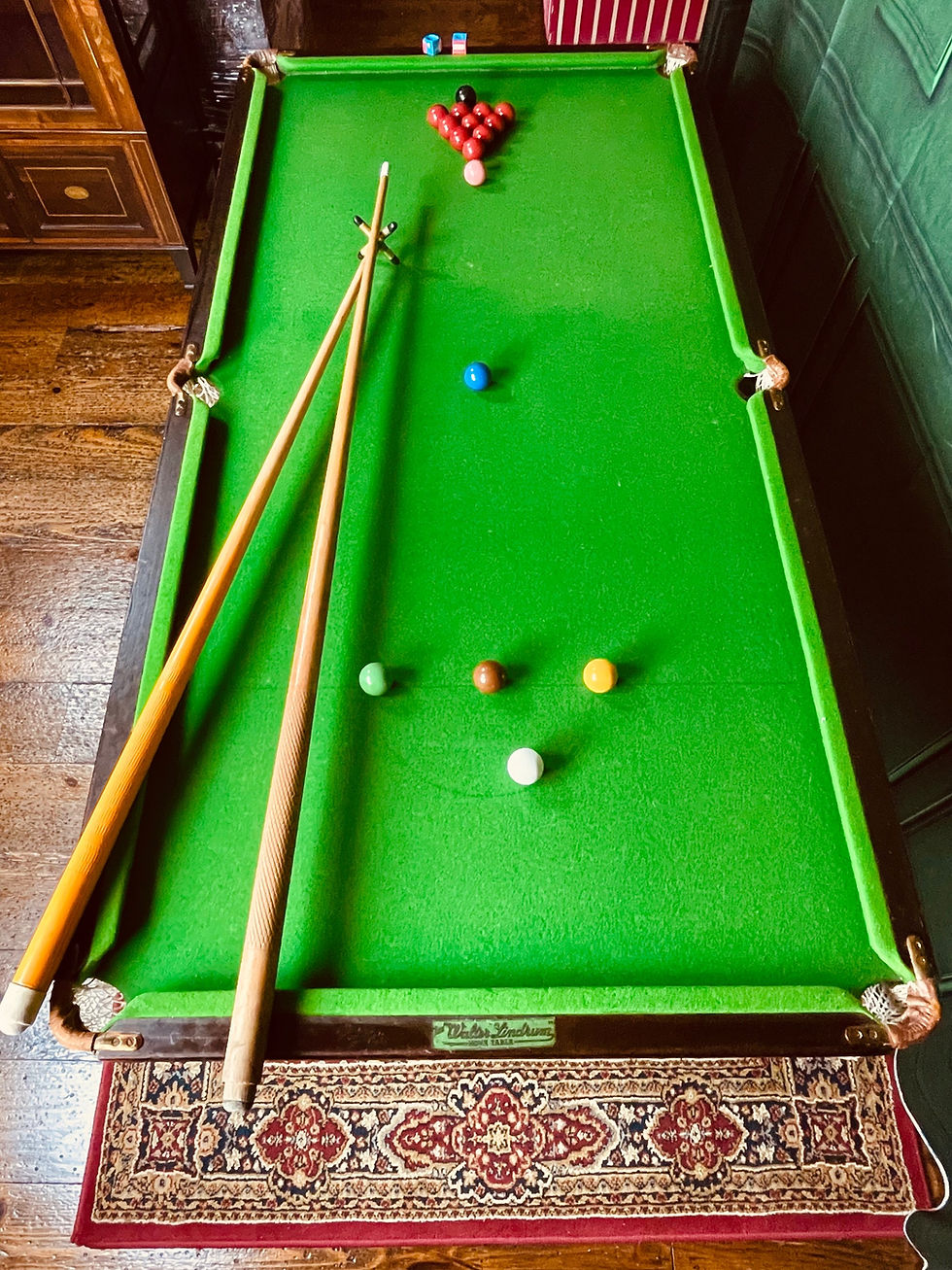 Thumbnail: Vintage Walter Lindrum Home Snooker Table & Accessories - #8631