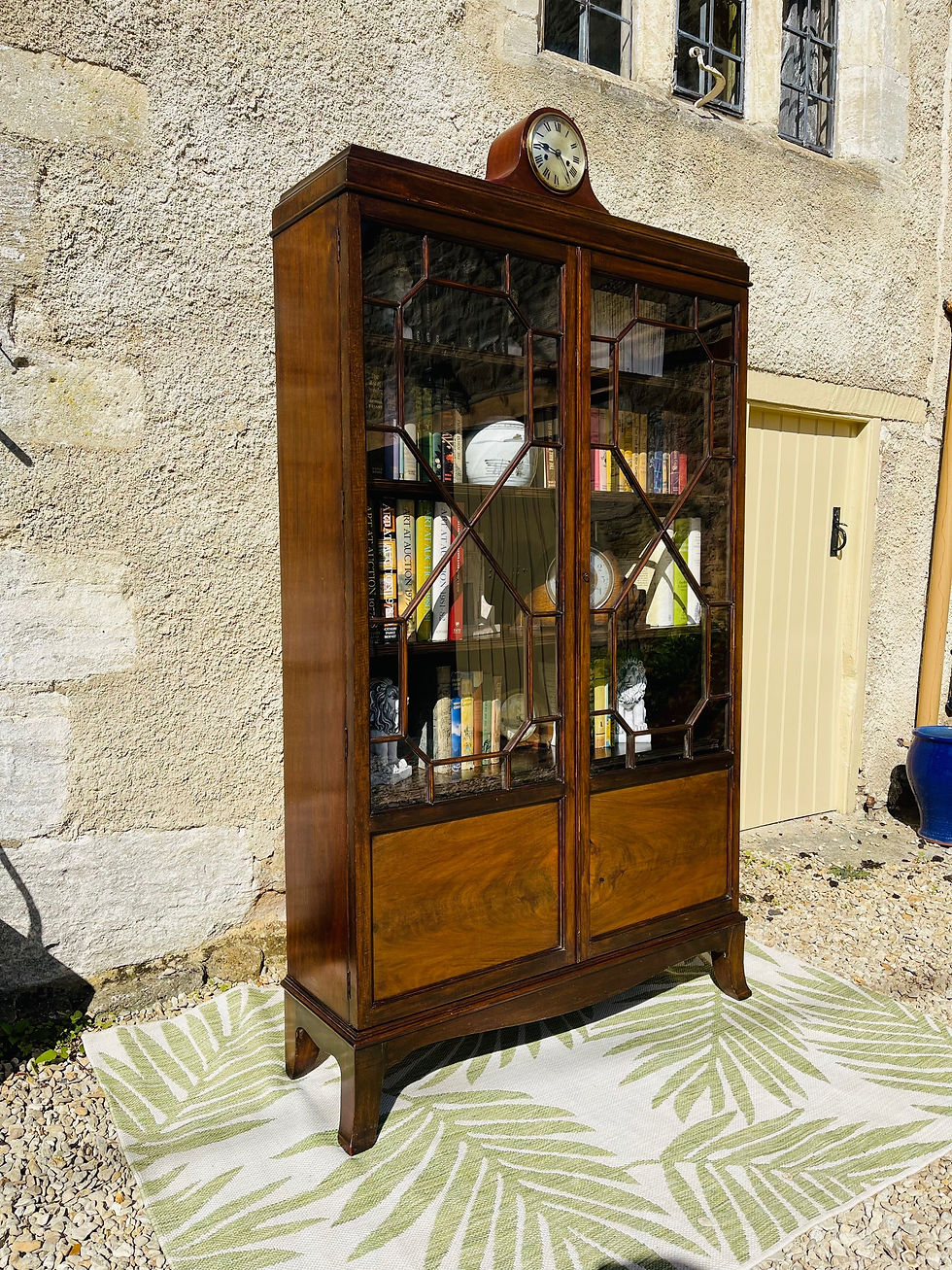 Thumbnail: Tall, early 20thC mahogany astragal-glazed display cabinet/bookcase - #8129
