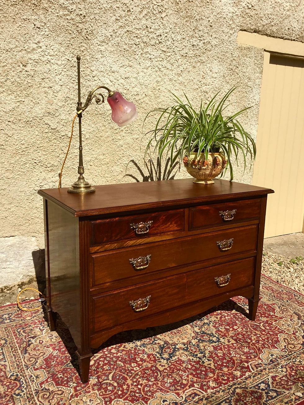 Thumbnail: Edwardian Mahogany Art Nouveau 4 drawer chest - #7050