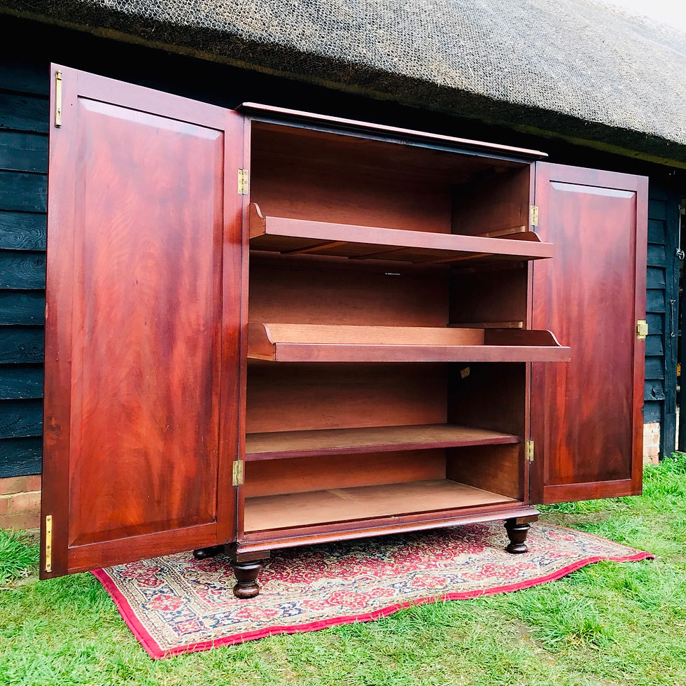 Thumbnail: Fabulous Antique Regency Mahogany Linen Cupboard / Linen Press.
