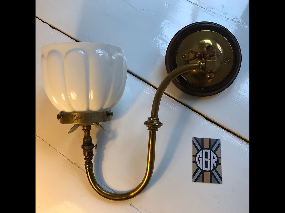 Thumbnail: Edwardian Gas Wall Light By George Bray & Co Ltd Inc Polished Glass Shade- #3904