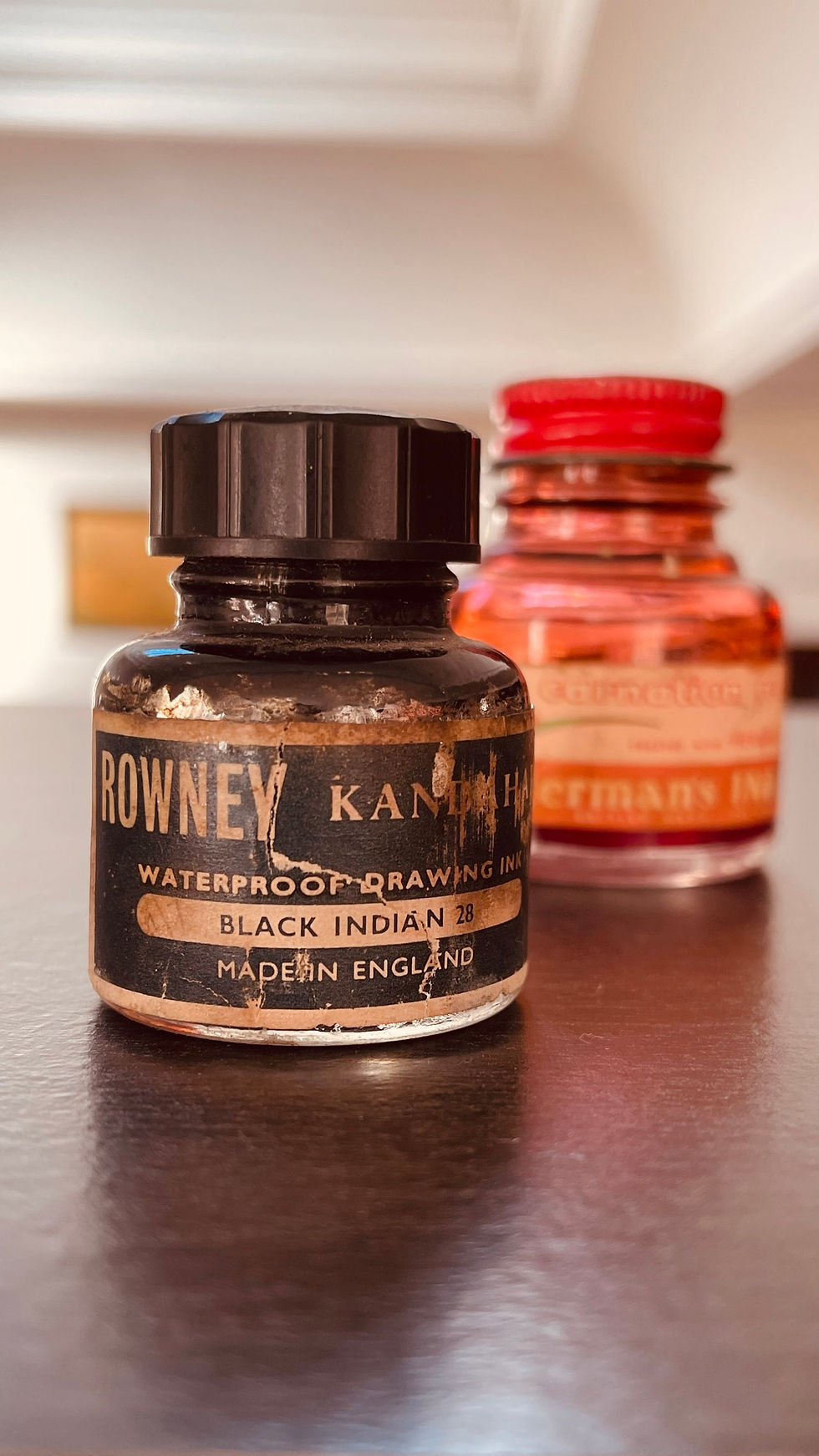 Thumbnail: Vintage Waterman & Rowney ink bottles - #8962