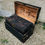 Thumbnail: Antique 19thC pine military campaign trunk & matched metal box liner.