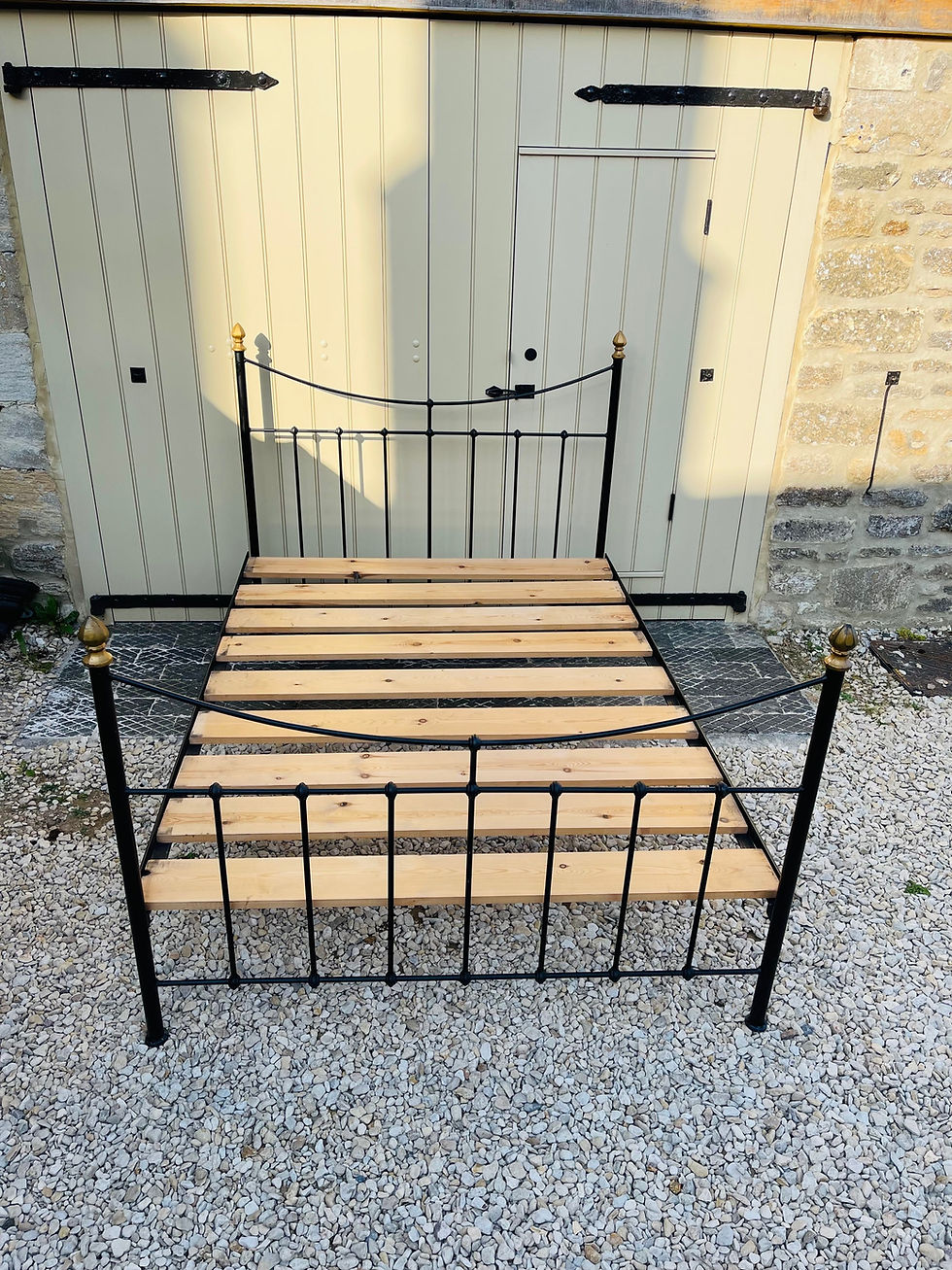 Thumbnail: Vintage Wrought Iron Double Bed Frame - #8396