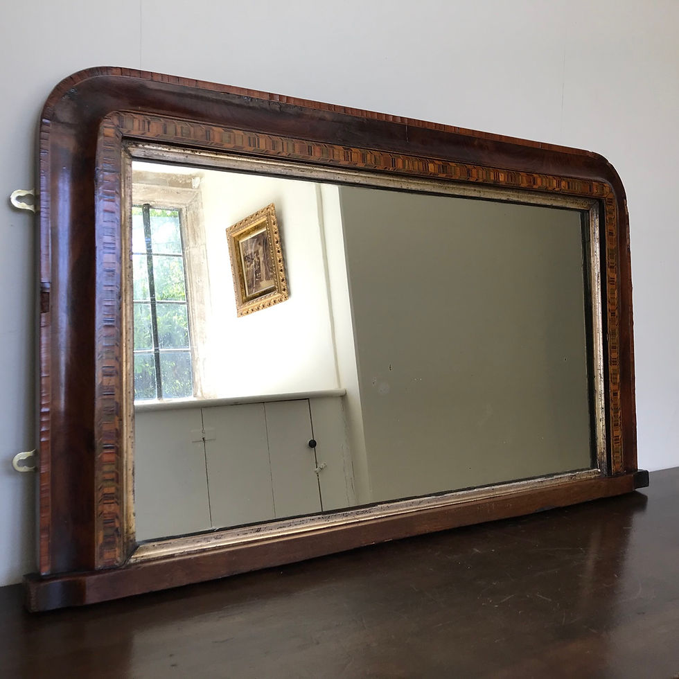 Victorian veneered overmantle / hall mirror