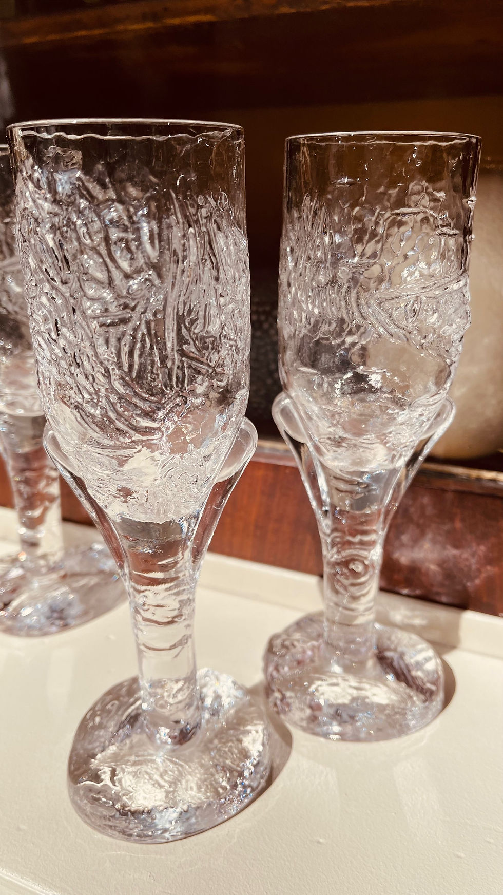Thumbnail: Mid 20thC Crystal Champagne Flutes, Designed & signed Eugen Montelin - #8846
