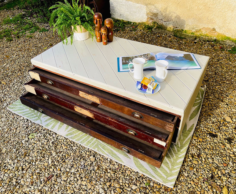 Thumbnail: 3 Drawer antique plan chest / map chest / art storage / coffee table #8171