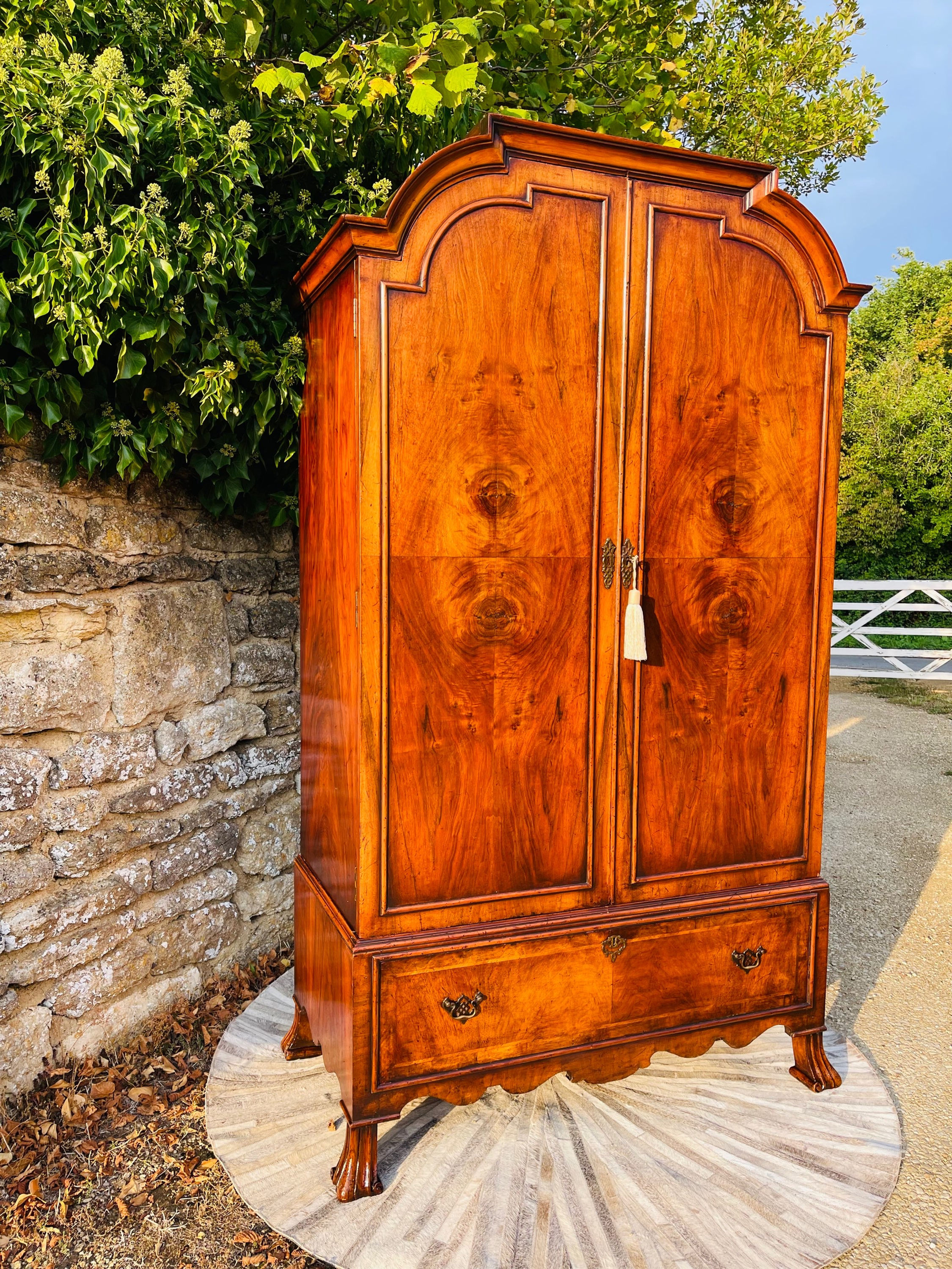 Antique Queen Anne design Walnut Hanging Cupboard - #8118