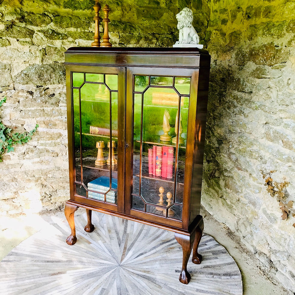 Thumbnail: Mid 20thC dark mahogany astragal glazed display cabinet.