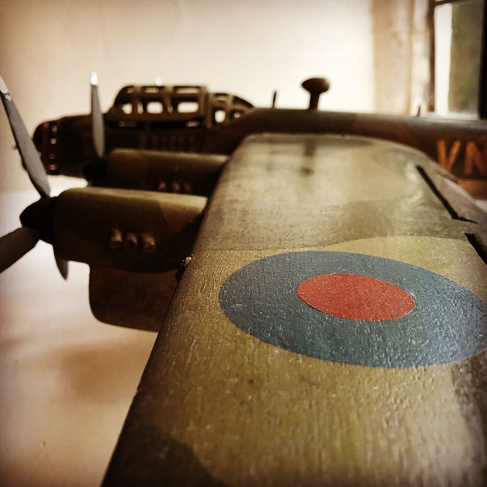 Thumbnail: Scratch built WW2 Lancaster Bomber on army tripod.