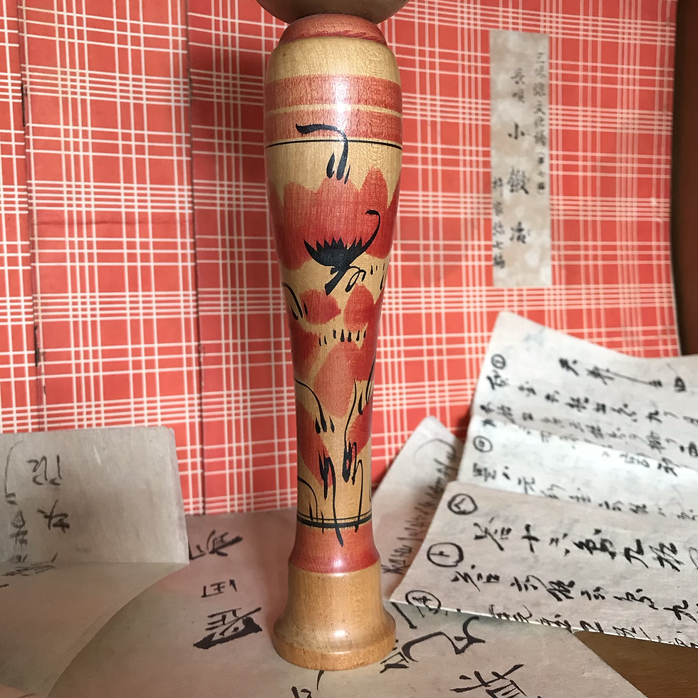 Thumbnail: Tapering slender body Traditional Kokeshi 23cm tall