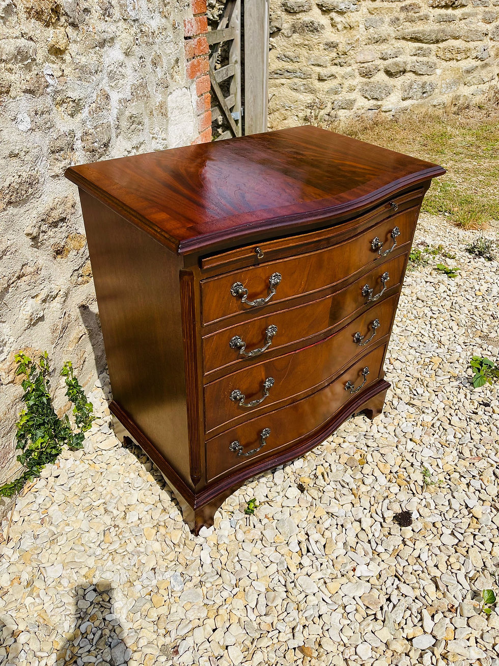 Thumbnail: 20thC Regency Revival Serpentine Bachelors Chest in Walnut - #7108