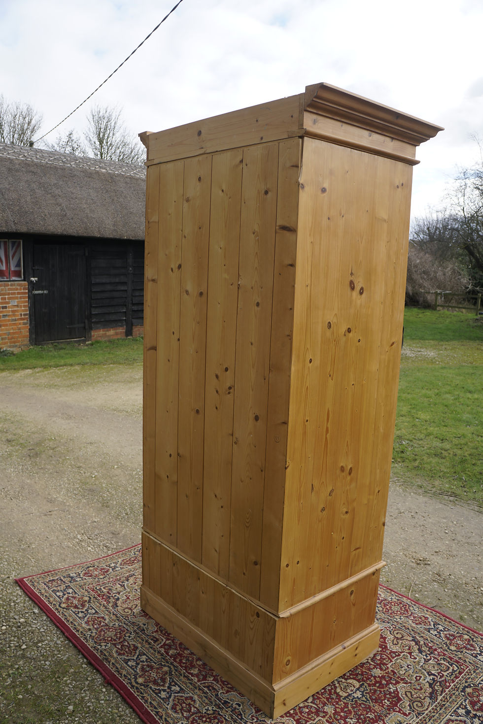 Thumbnail: Vintage Victorian style single wardrobe in natural pine - #7096