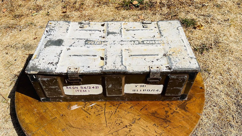Thumbnail: Vintage Metal Military Ammunition Box  - White livery