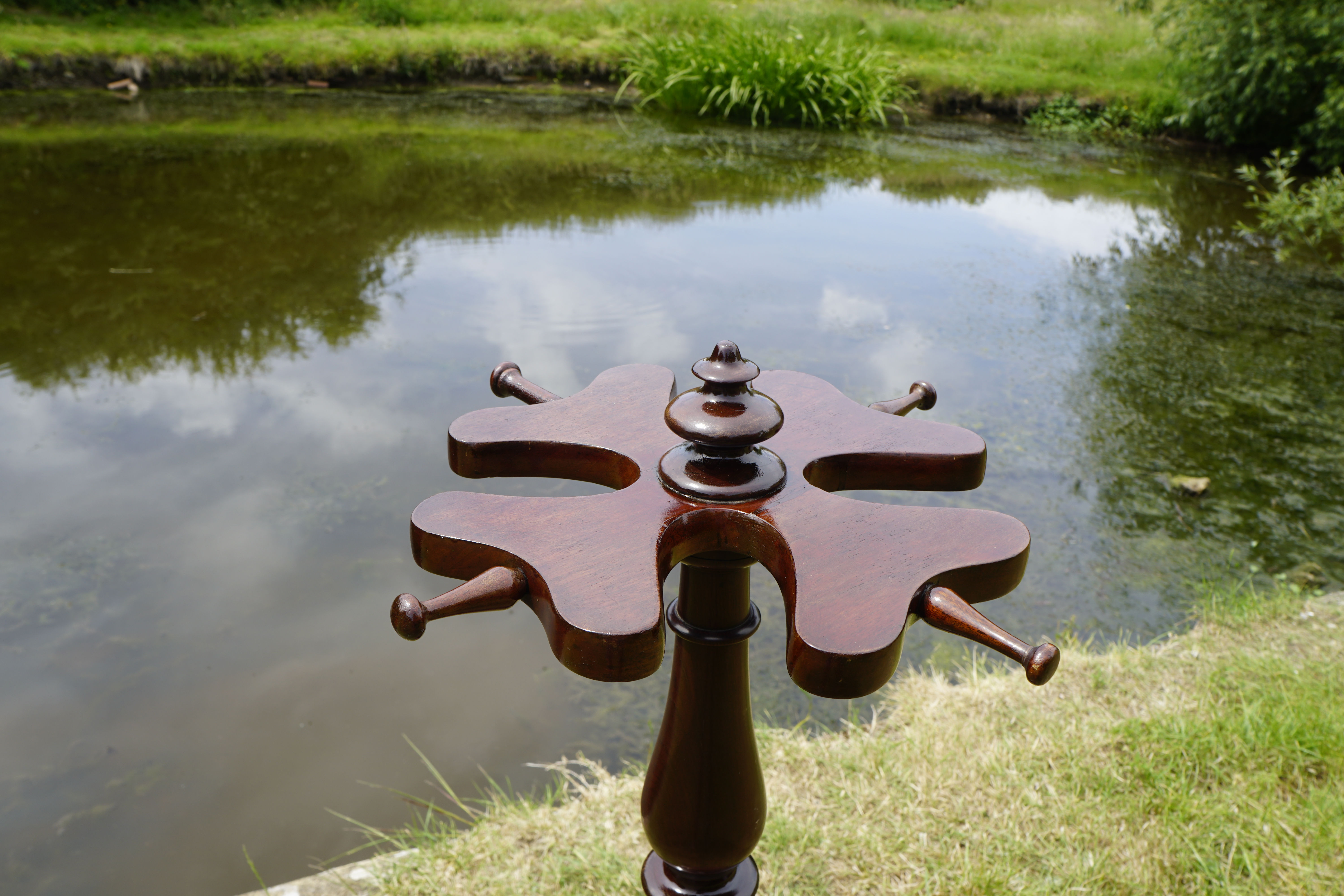 Victorian mahogany revolving riding boot and whip stand - #