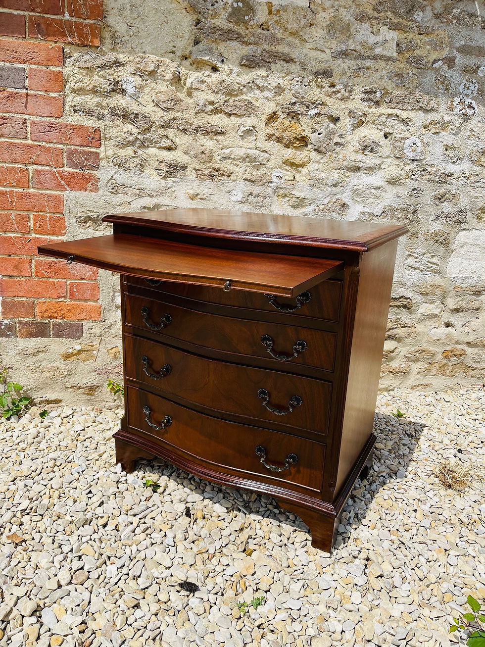 Thumbnail: 20thC Regency Revival Serpentine Bachelors Chest in Walnut - #7108