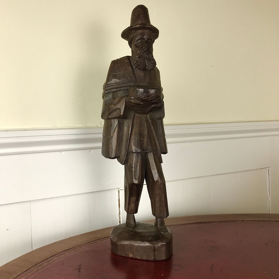 Large vintage carved wooden pedlar figure