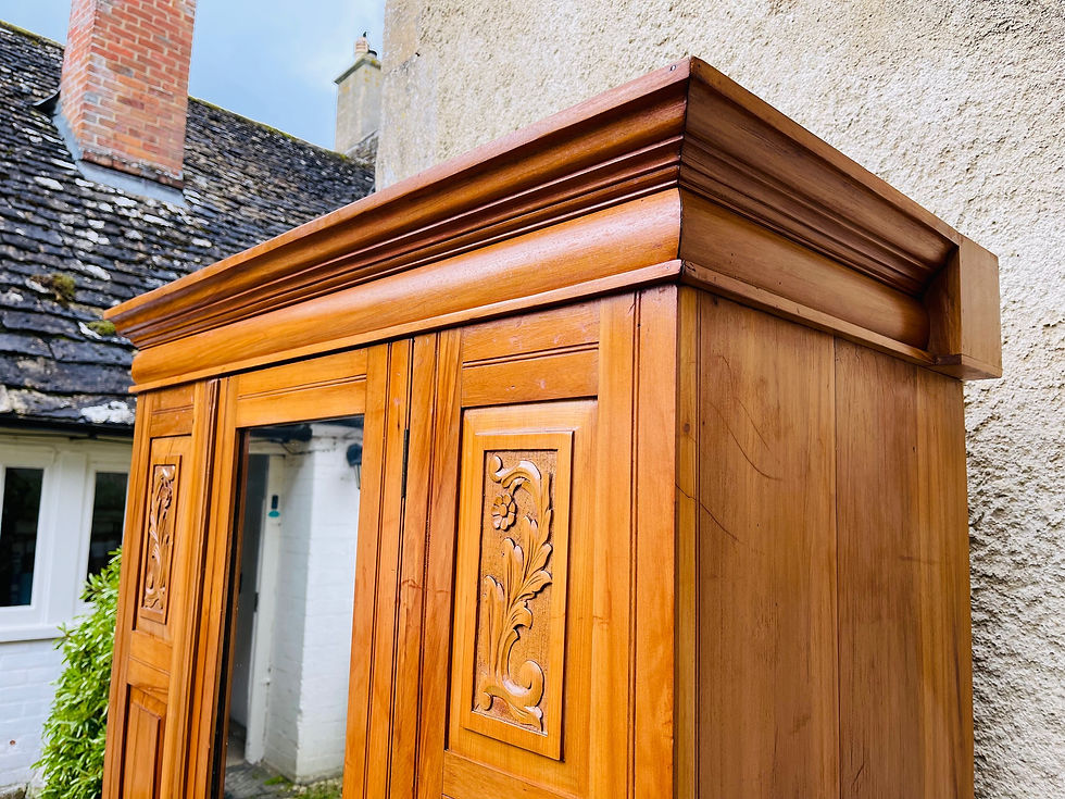 Thumbnail: Late Victorian 2 part, mirrored wardrobe in Satin Walnut and Pine -