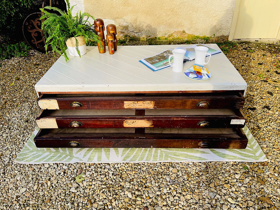 Thumbnail: 3 Drawer antique plan chest / map chest / art storage / coffee table #8171