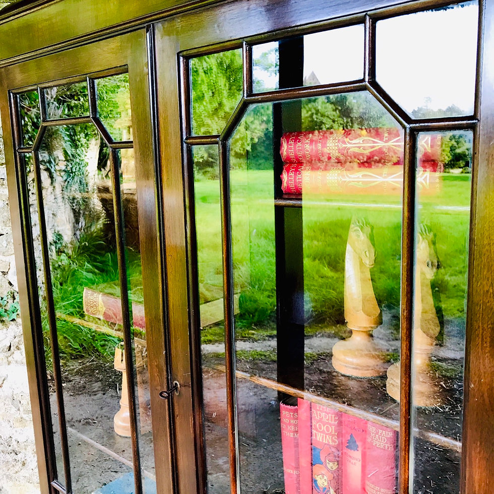 Thumbnail: Mid 20thC dark mahogany astragal glazed display cabinet.
