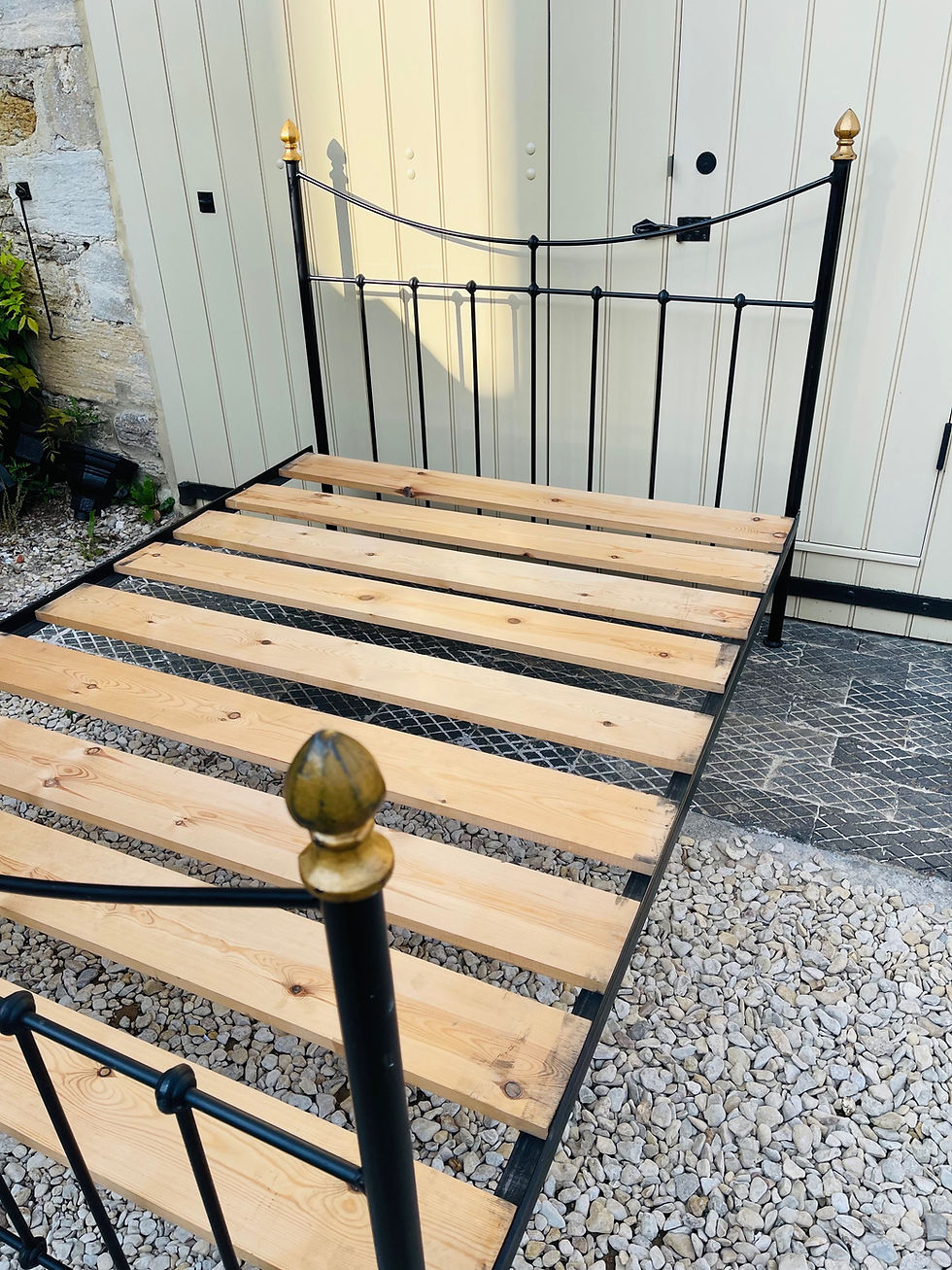 Thumbnail: Vintage Wrought Iron Double Bed Frame - #8396