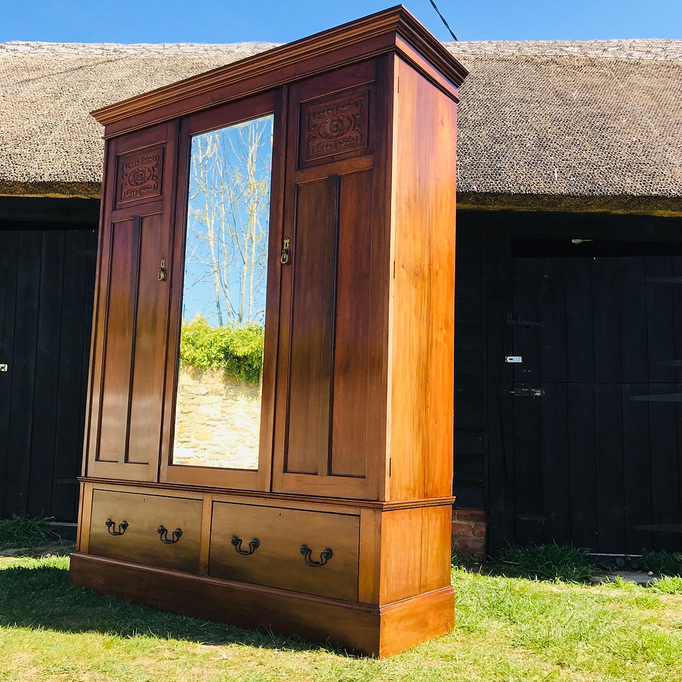Thumbnail: Late Victorian Three Door Walnut Stained Wardrobe