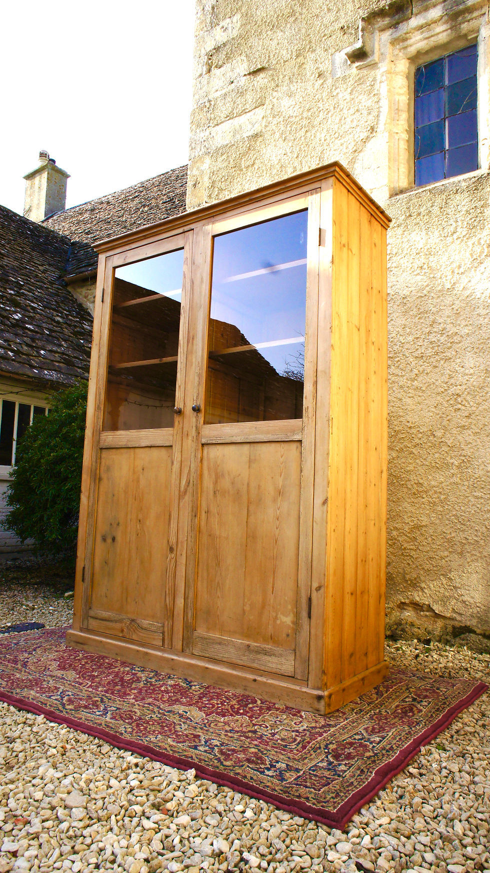 Thumbnail: Antique pine hall cabinet / housekeepers cupboard - #