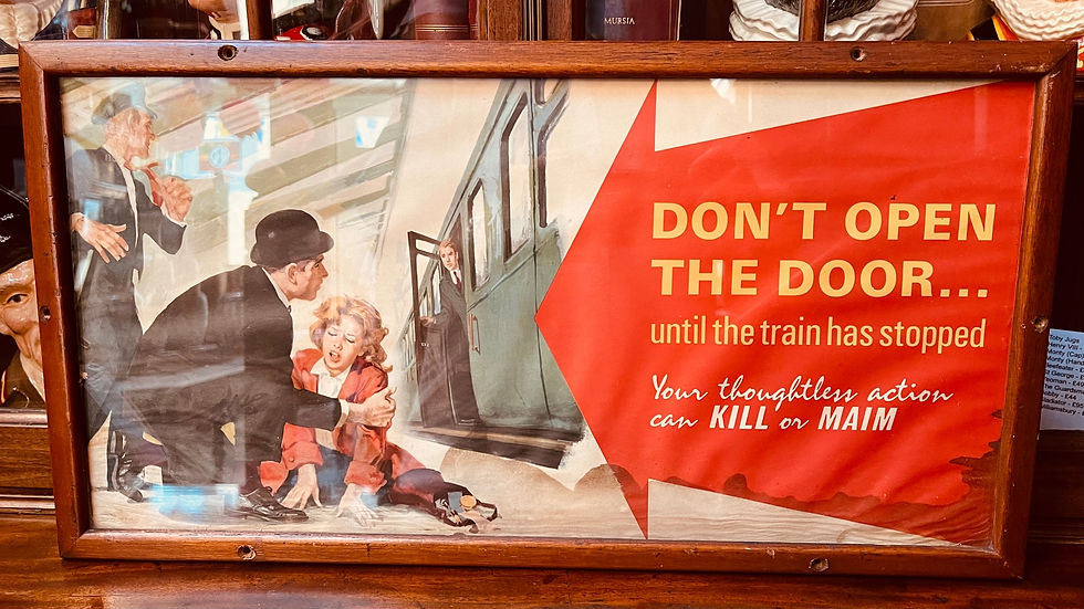Thumbnail: Framed vintage British Railways carriage safety notice poster.