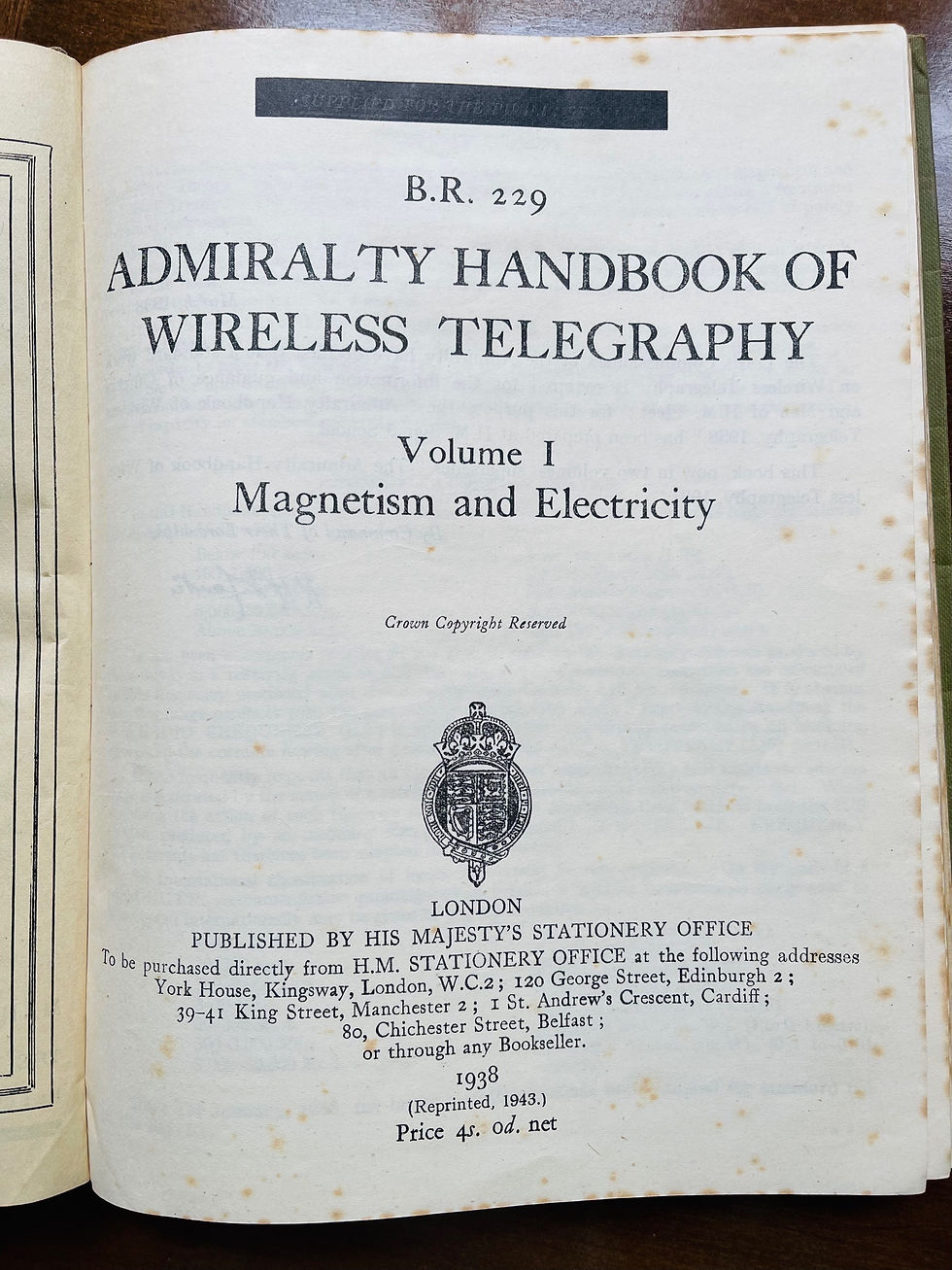 Thumbnail: Admiralty Handbook of Wireless Telegraphy 1938 Vol 1 & 2  - #8306