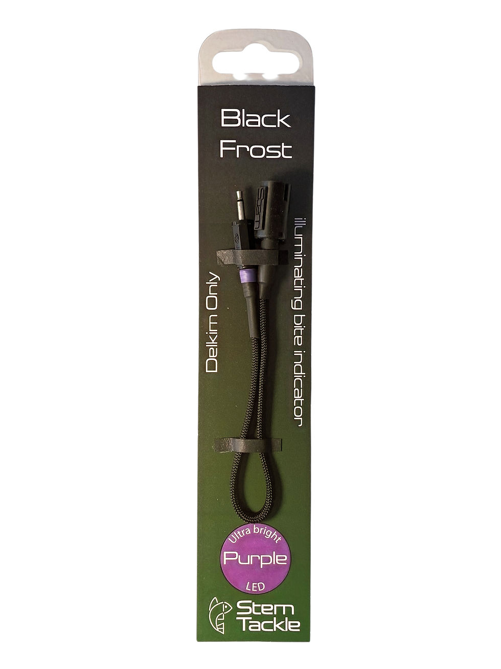 Thumbnail: Illuminated bite indicator for carp fishing, black bobbin, purple LED for Delkim alarms