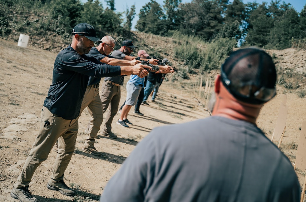 Students work through live-fire handgun drills during an Achilles Heel Tactical course, putting instruction into practice and developing the skills needed to perform independently.