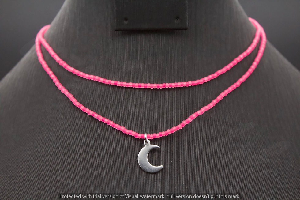 Thumbnail: Double Layer Hot Pink Moon Choker