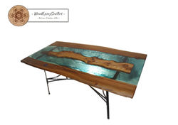 table réception bleu transparent fumé