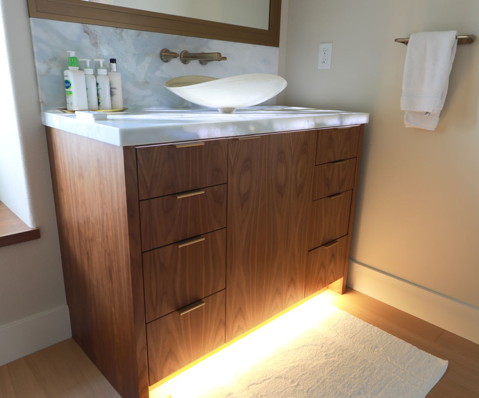 Walnut Vanity with Onyx backlit