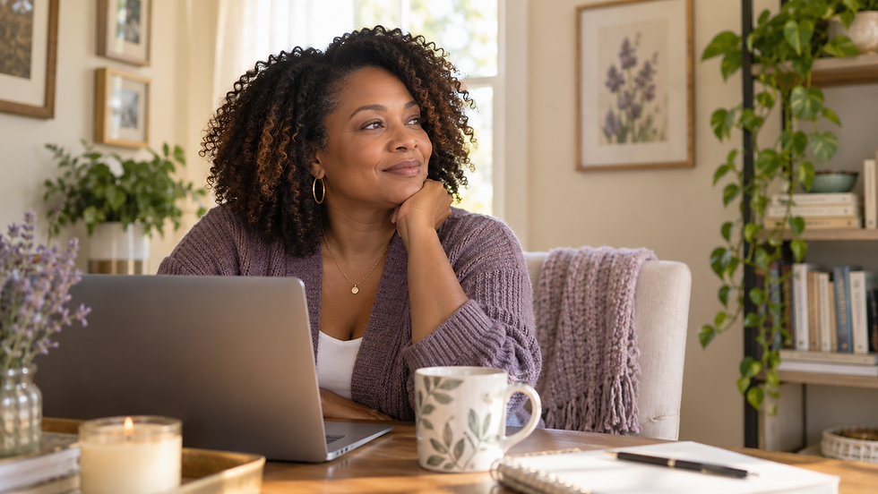 Open journal and tea in a calm home setting representing private virtual therapy for women in Florida.