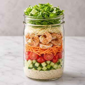 GARLIC PARMESAN SHRIMP JAR SALAD