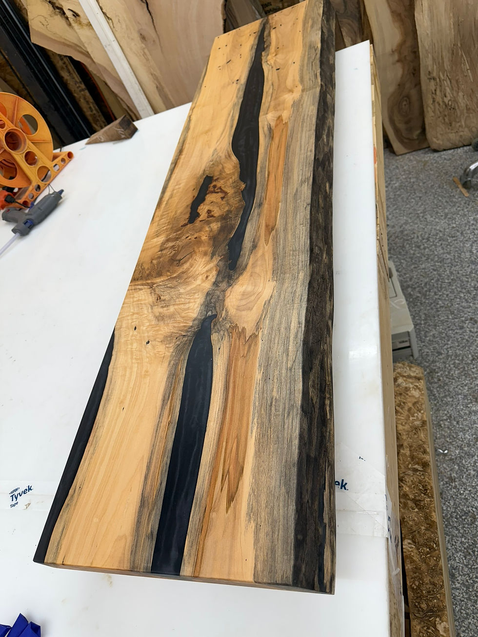 Thumbnail: Maple Waterfall Sofa Table with Charcoal Epoxy