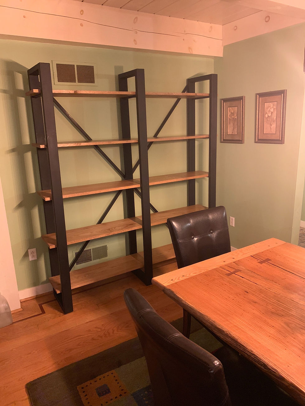 Thumbnail: White Oak Dining Table with matching steel/oak shelving