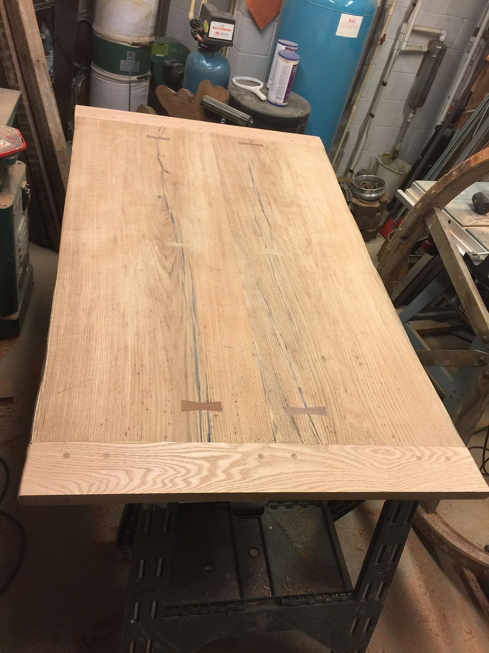 Thumbnail: White Oak Dining Table with matching steel/oak shelving