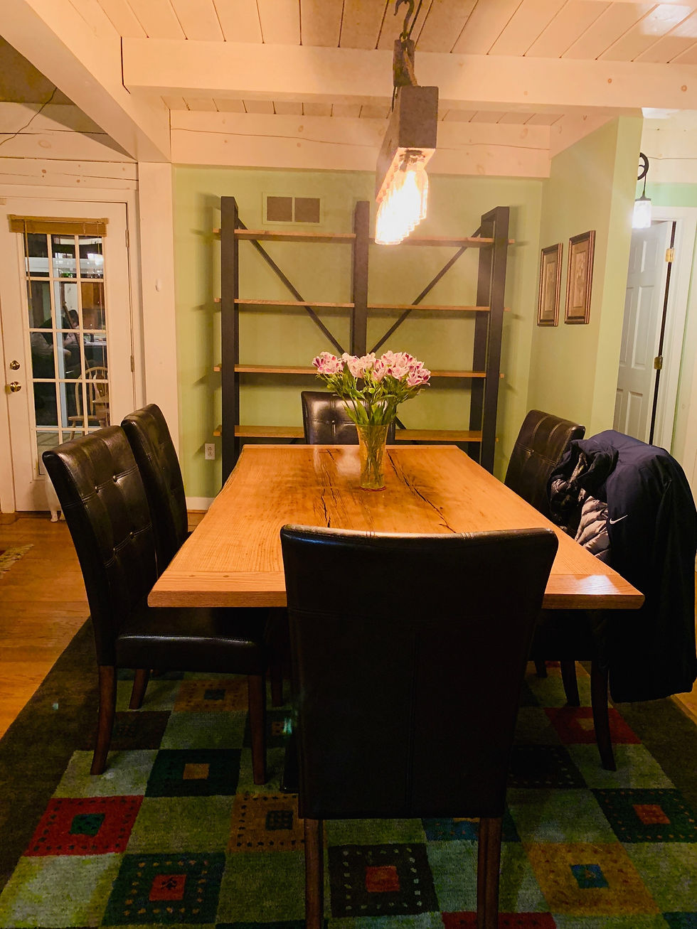 Thumbnail: White Oak Dining Table with matching steel/oak shelving