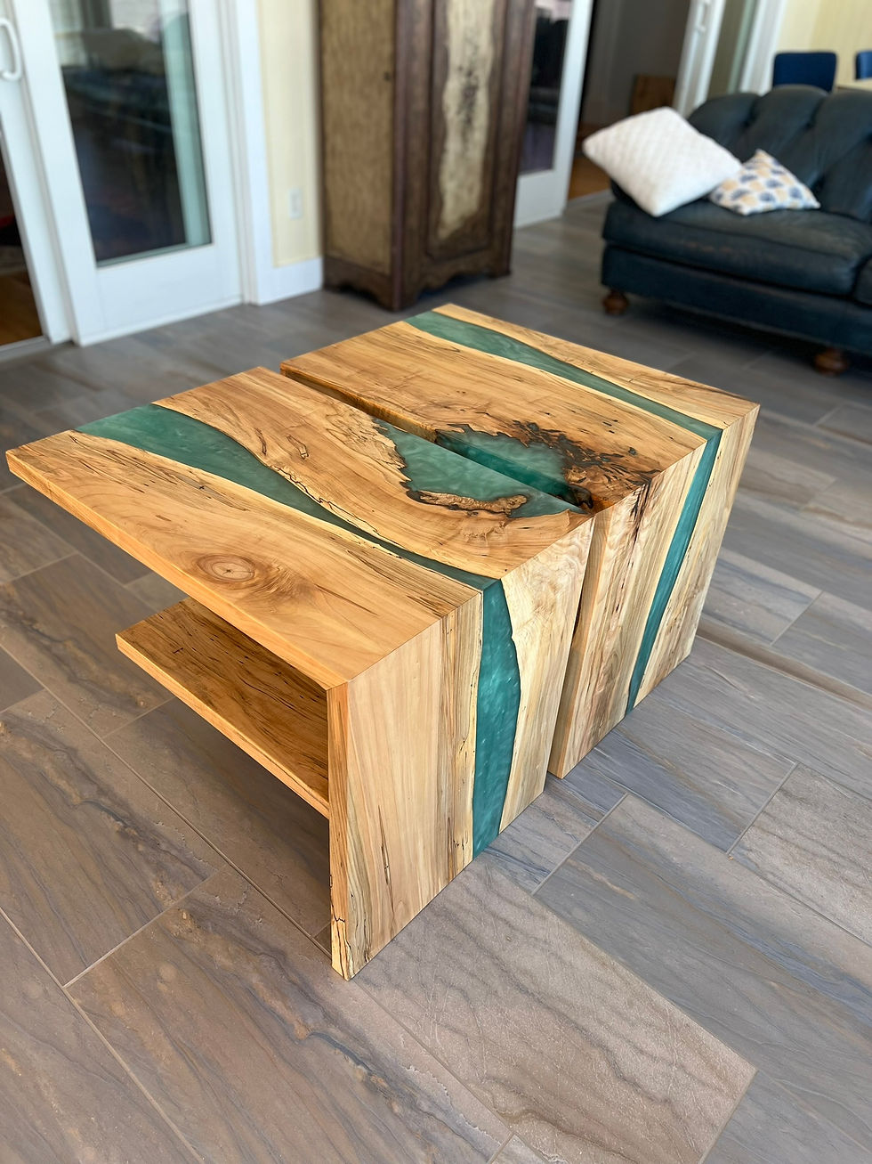 Thumbnail: Spalted Silver Maple waterfall end tables