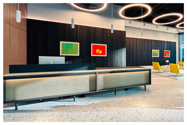 Bespoke reception desk for prestigious London office.