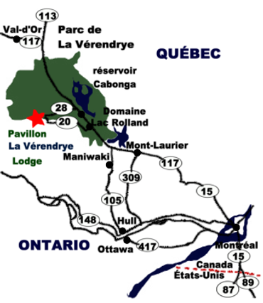 Carte Map Pourvoirie La Verendrye Lodge