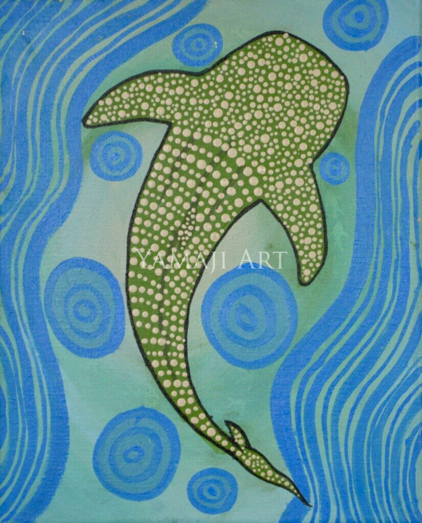 Whale shark painted by Andrea Green-Ugle. Source: Yamaji Art