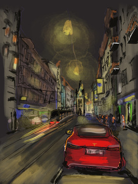 Midnight walk in Jindrisska Street, Prague, CZ